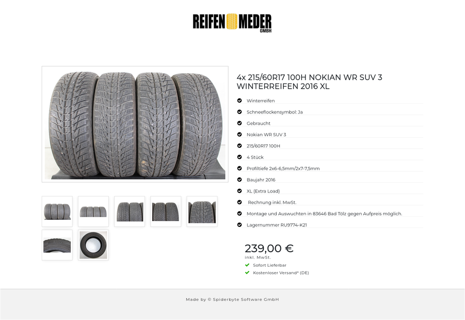 4x 215/60R17 100H NOKIAN WR SUV 3 WINTERREIFEN 2016 XL #1O7B – Bild 8