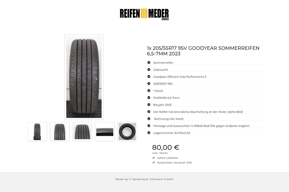 1x 205/55R17 95V GOODYEAR SOMMERREIFEN 6,5-7MM 2023 #1WRC – Bild 6