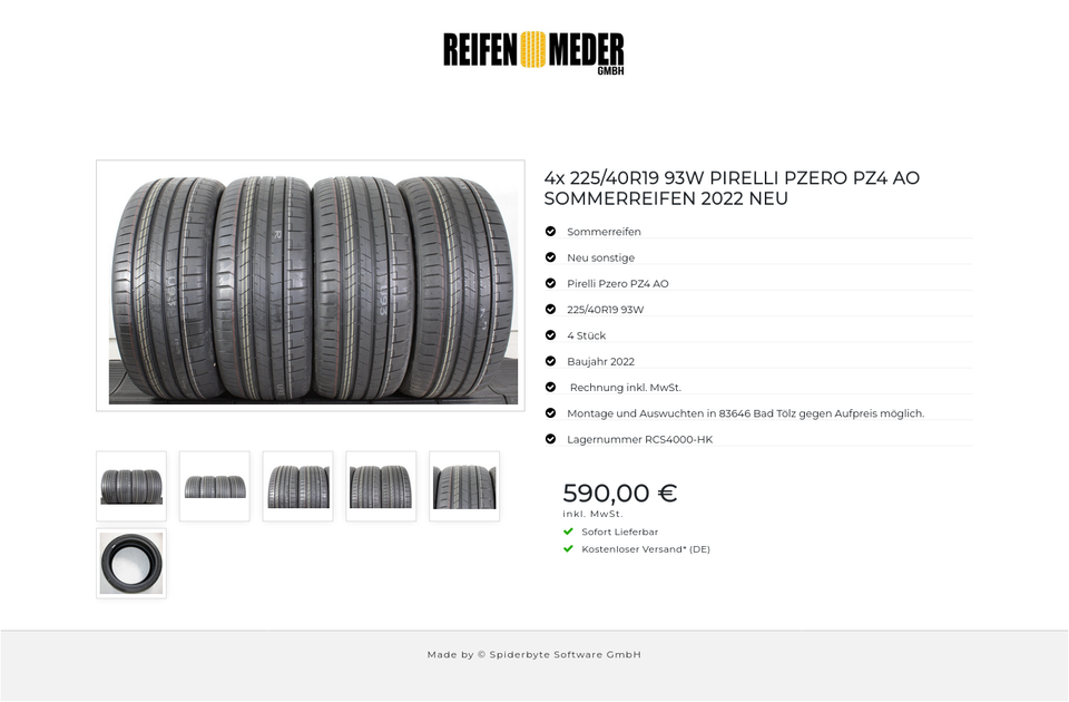 4x 225/40R19 93W PIRELLI PZERO PZ4 AO SOMMERREIFEN 2022 NEU #1XHW – Bild 7