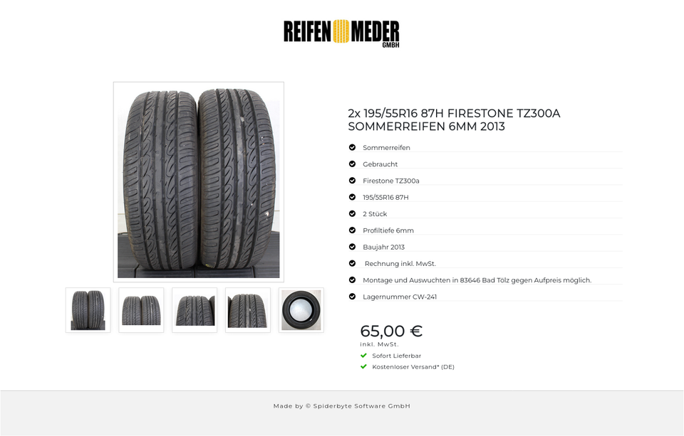 2x 195/55R16 87H FIRESTONE TZ300A SOMMERREIFEN 6MM 2013 #1L5F – Bild 6