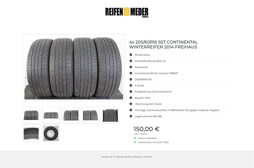 4x 205/60R16 92T CONTINENTAL WINTERREIFEN 2014 FREIHAUS #1S8X – Bild 8