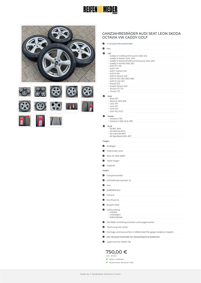 GANZJAHRESRÄDER AUDI SEAT LEON SKODA OCTAVIA VW CADDY GOLF #1M3M – Bild 14