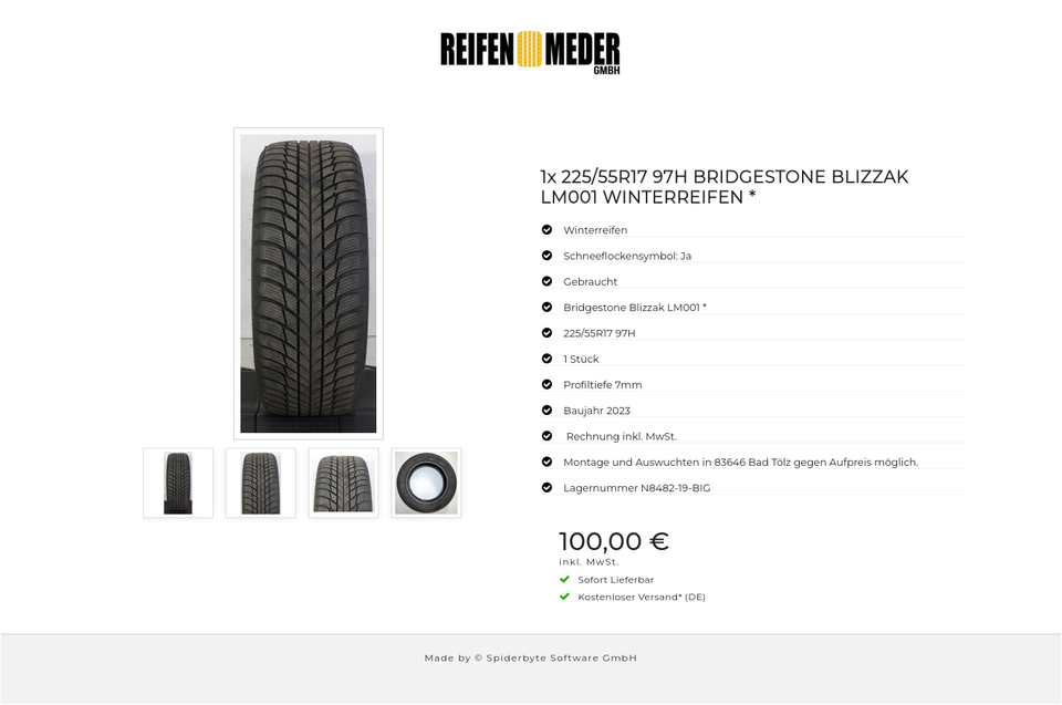 1x 225/55R17 97H BRIDGESTONE BLIZZAK LM001 WINTERREIFEN * #1HLI – Bild 5