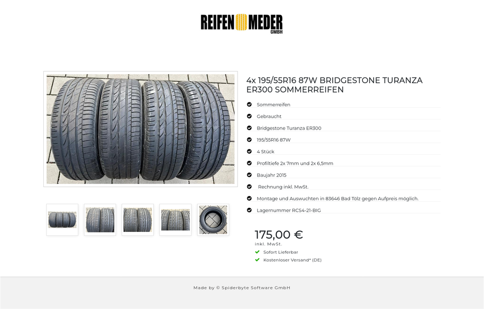 4x 195/55R16 87W BRIDGESTONE TURANZA ER300 SOMMERREIFEN #3691 – Bild 6