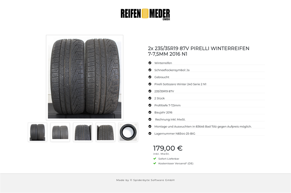 2x 235/35R19 87V PIRELLI WINTERREIFEN 7-7,5MM 2016 N1 #1H2A – Bild 6
