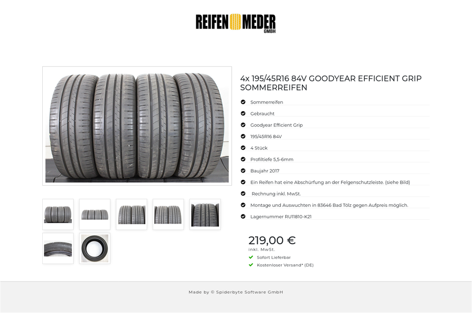 4x 195/45R16 84V GOODYEAR EFFICIENT GRIP SOMMERREIFEN #200W – Bild 8