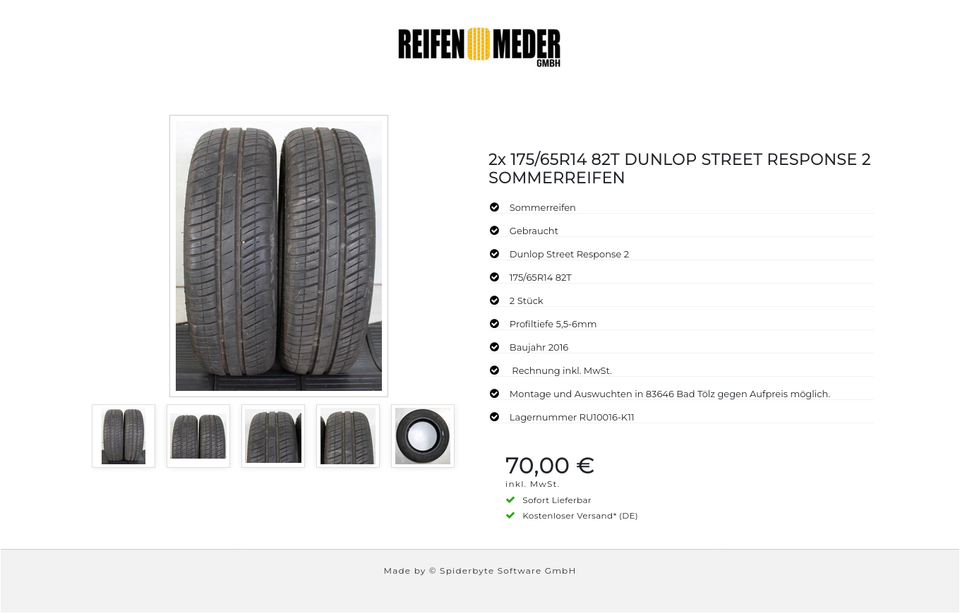 2x 175/65R14 82T DUNLOP STREET RESPONSE 2 SOMMERREIFEN #1OLS – Bild 6