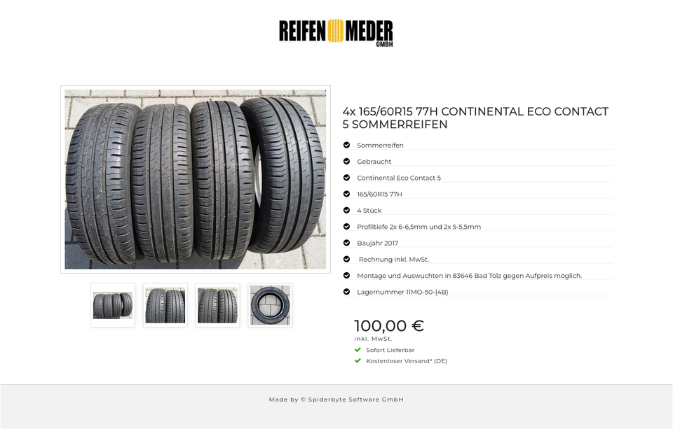 4x 165/60R15 77H CONTINENTAL ECO CONTACT 5 SOMMERREIFEN #15MC – Bild 5