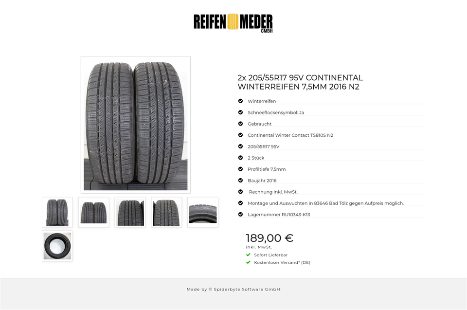 2x 205/55R17 95V CONTINENTAL WINTERREIFEN 7,5MM 2016 N2 #1PGM – Bild 7