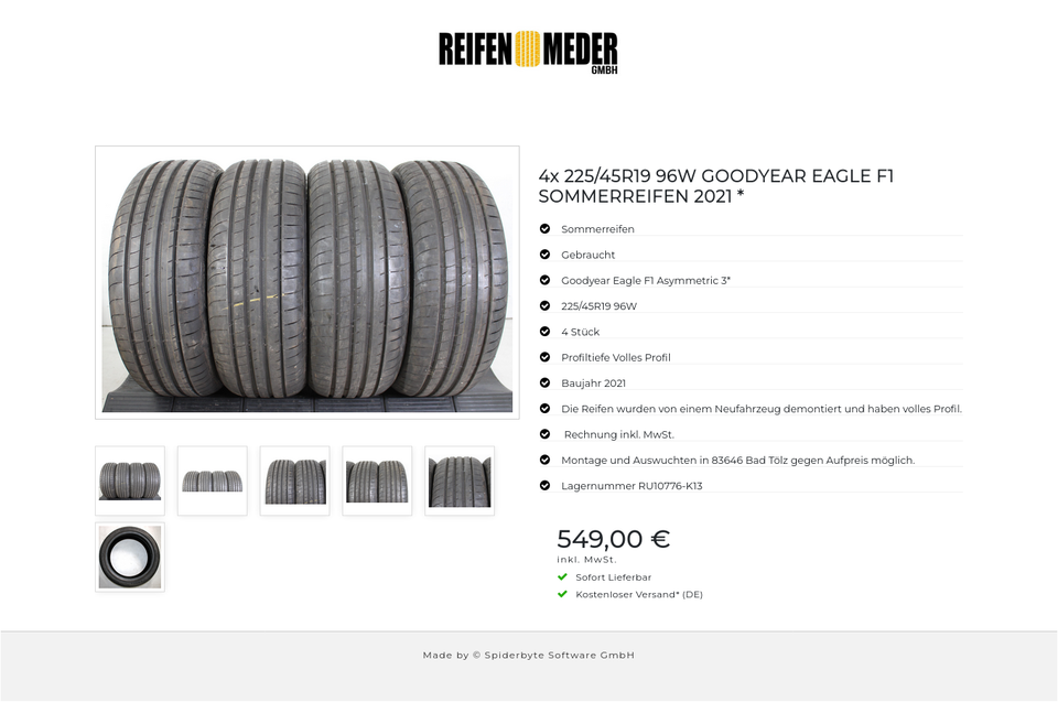 4x 225/45R19 96W GOODYEAR EAGLE F1 SOMMERREIFEN 2021 * #1RZE – Bild 7