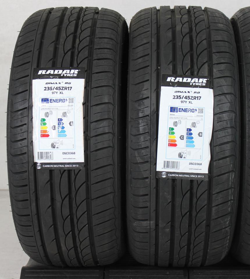 2x 235/45R17 97Y RADAR DIMAX R8 SOMMERREIFEN NEU 2022 XL #15SS