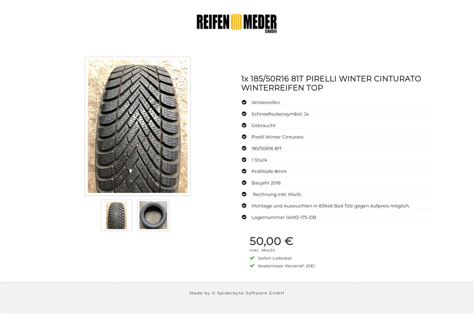 1x 185/50R16 81T PIRELLI WINTER CINTURATO WINTERREIFEN TOP #5908 – Bild 3