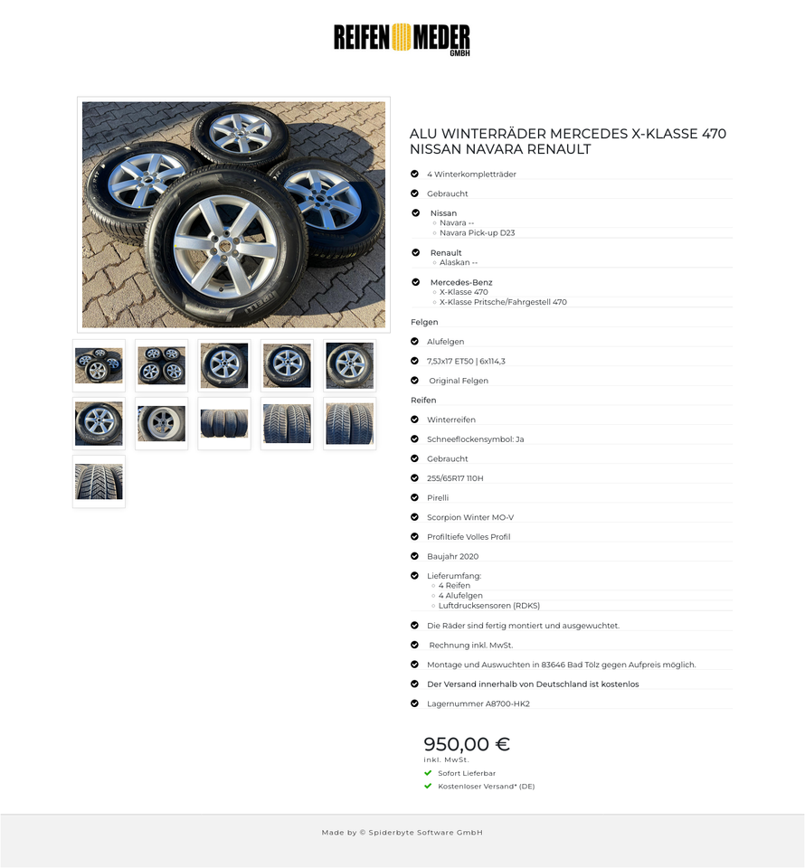 ALU WINTERRÄDER MERCEDES X-KLASSE 470 NISSAN NAVARA RENAULT #1QQJ – Bild 12