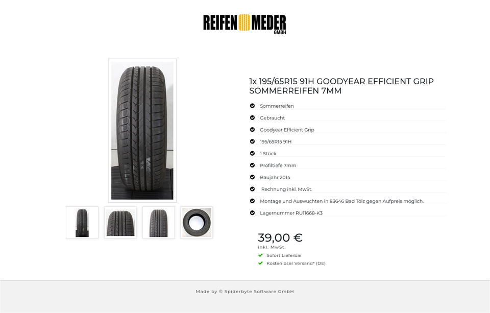 1x 195/65R15 91H GOODYEAR EFFICIENT GRIP SOMMERREIFEN 7MM #1Z0B – Bild 5
