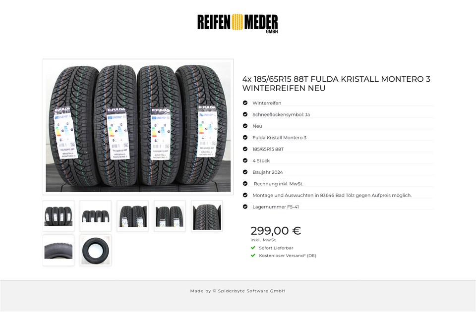 4x 185/65R15 88T FULDA KRISTALL MONTERO 3 WINTERREIFEN NEU #1PJC – Bild 8