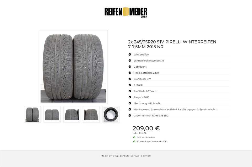 2x 245/35R20 91V PIRELLI WINTERREIFEN 7-7,5MM 2015 N0 #1EWF – Bild 6