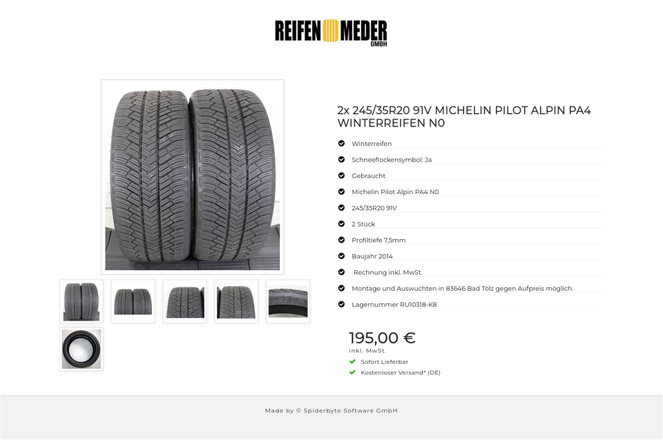 2x 245/35R20 91V MICHELIN PILOT ALPIN PA4 WINTERREIFEN N0 #1PEH – Bild 7
