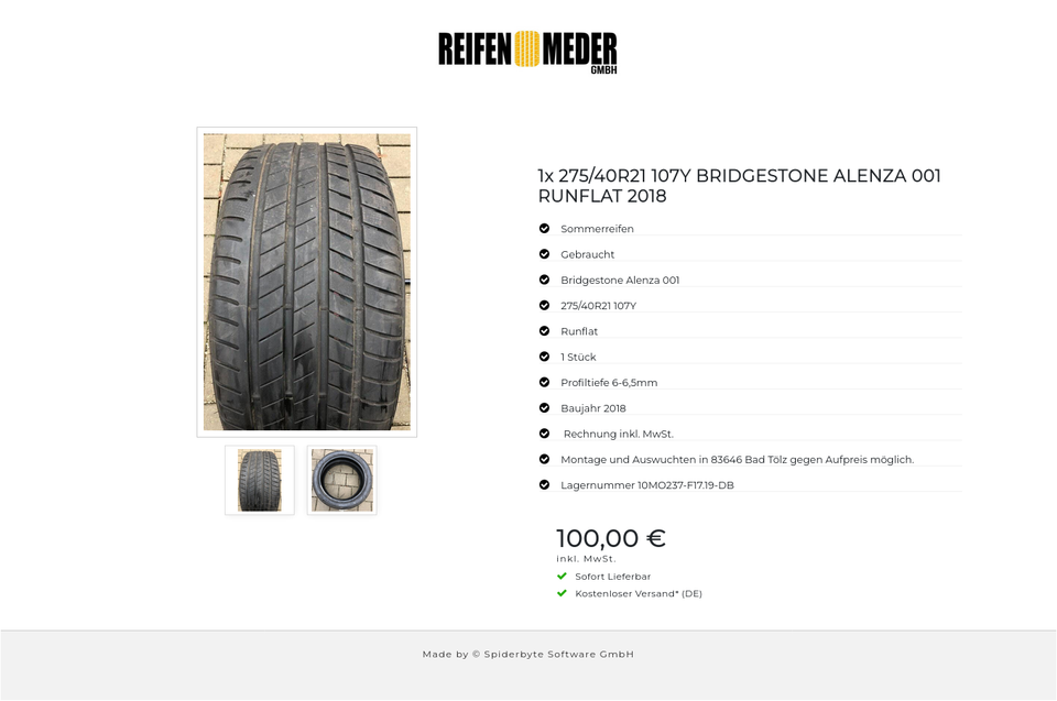 1x 275/40R21 107Y BRIDGESTONE ALENZA 001 RUNFLAT 2018 #6738 – Bild 3