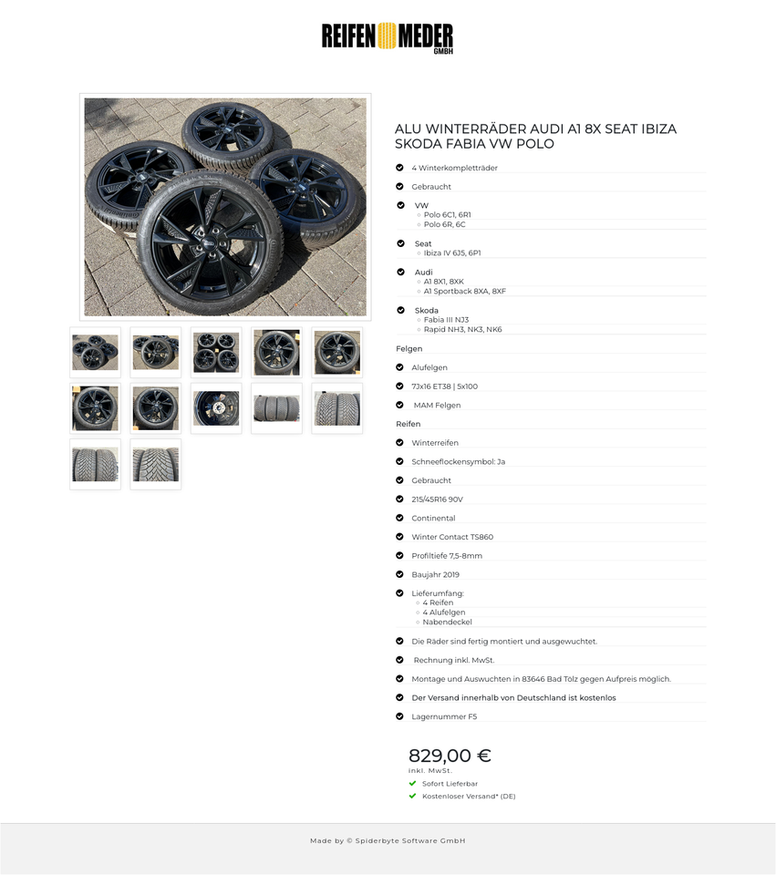 ALU WINTERRÄDER AUDI A1 8X SEAT IBIZA SKODA FABIA VW POLO #1NVQ – Bild 13