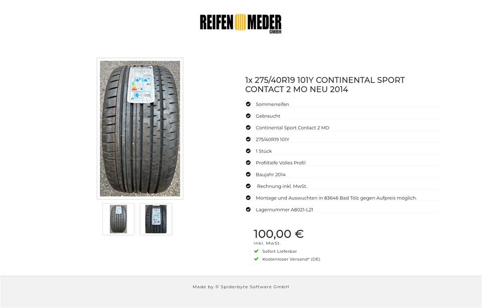 1x 275/40R19 101Y CONTINENTAL SPORT CONTACT 2 MO NEU 2014 #1HTT – Bild 3