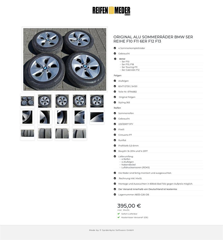 ORIGINAL ALU SOMMERRÄDER BMW 5ER REIHE F10 F11 6ER F12 F13 #110O – Bild 15