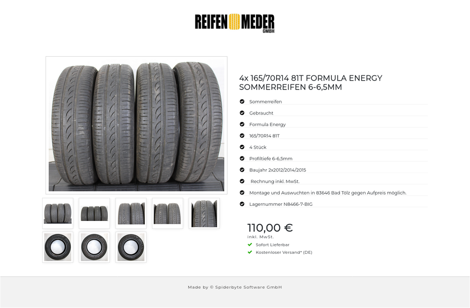 4x 165/70R14 81T FORMULA ENERGY SOMMERREIFEN 6-6,5MM #1HJL – Bild 9