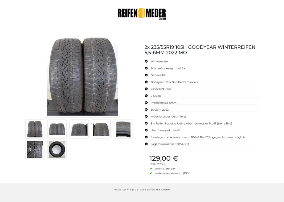 2x 235/55R19 105H GOODYEAR WINTERREIFEN 5,5-6MM 2022 MO #1OOI – Bild 8
