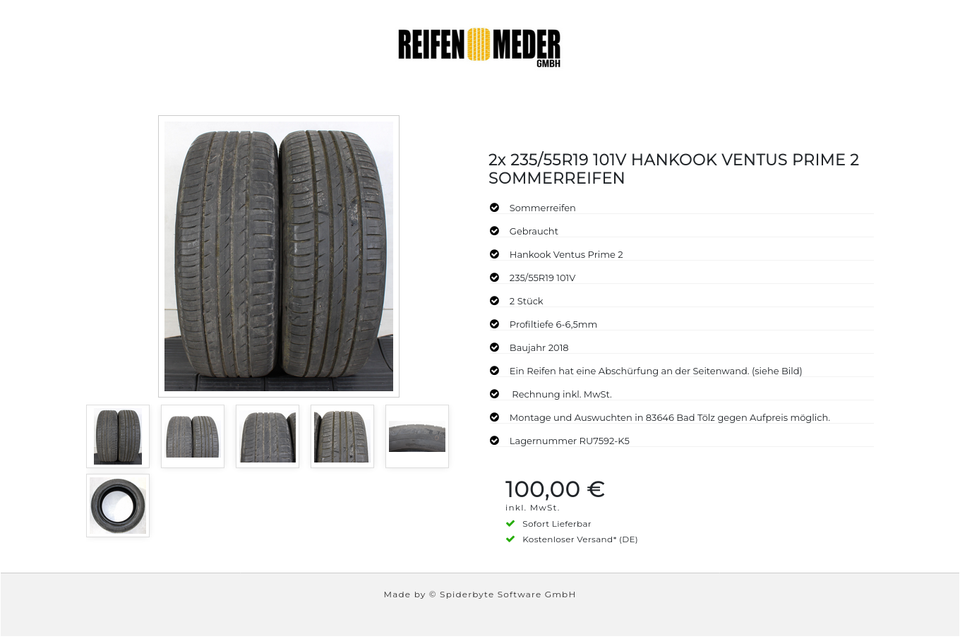 2x 235/55R19 101V HANKOOK VENTUS PRIME 2 SOMMERREIFEN #1CXX – Bild 7