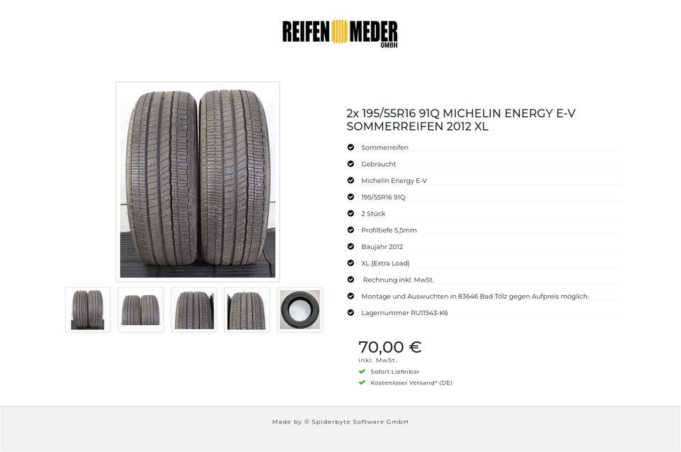 2x 195/55R16 91Q MICHELIN ENERGY E-V SOMMERREIFEN 2012 XL #1WRD – Bild 6