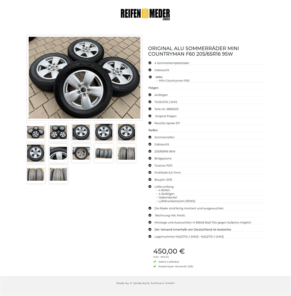 ORIGINAL ALU SOMMERRÄDER MINI COUNTRYMAN F60 205/65R16 95W #1MVI – Bild 13