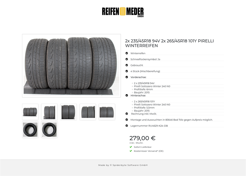 2x 235/45R18 94V 2x 265/45R18 101Y PIRELLI WINTERREIFEN #13YH – Bild 8