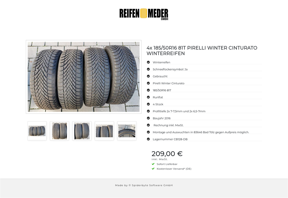 4x 185/50R16 81T PIRELLI WINTER CINTURATO WINTERREIFEN #5426 – Bild 6