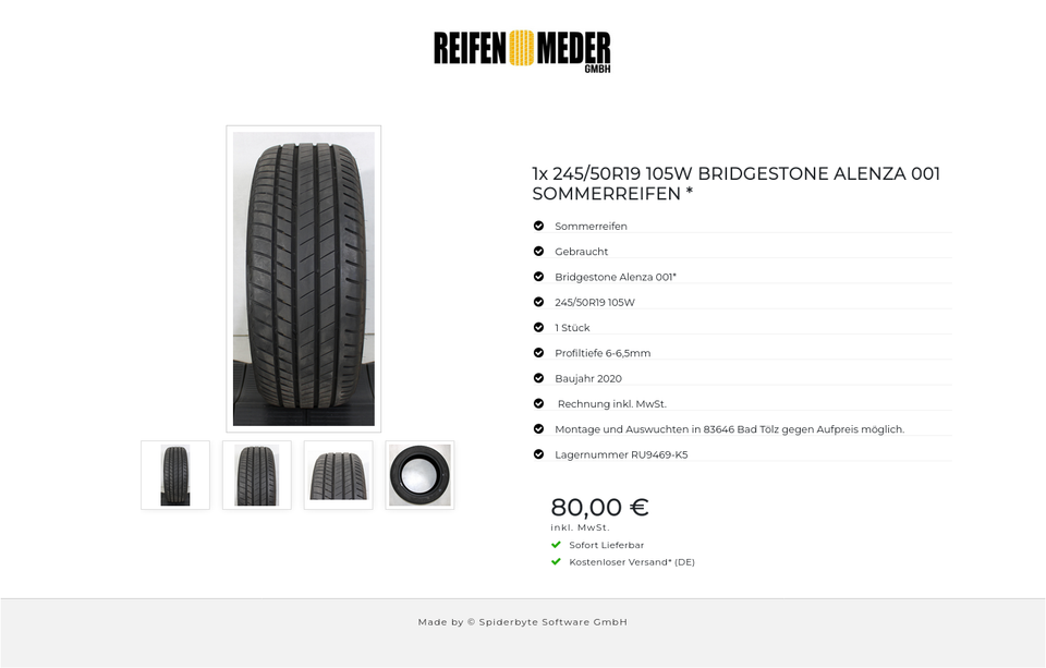 1x 245/50R19 105W BRIDGESTONE ALENZA 001 SOMMERREIFEN * #1N5R – Bild 5