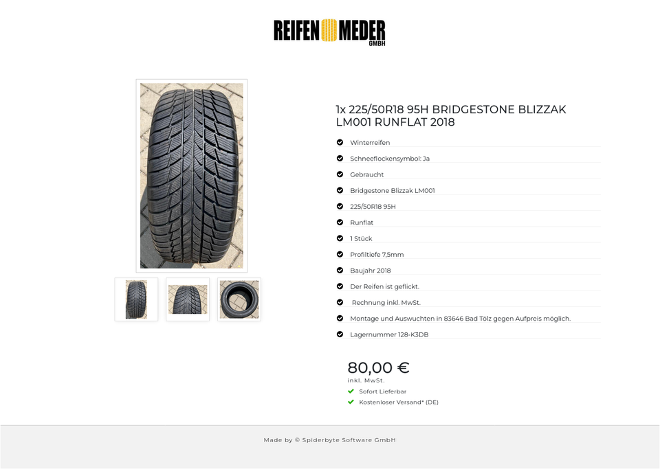 1x 225/50R18 95H BRIDGESTONE BLIZZAK LM001 RUNFLAT 2018 #15UQ – Bild 4