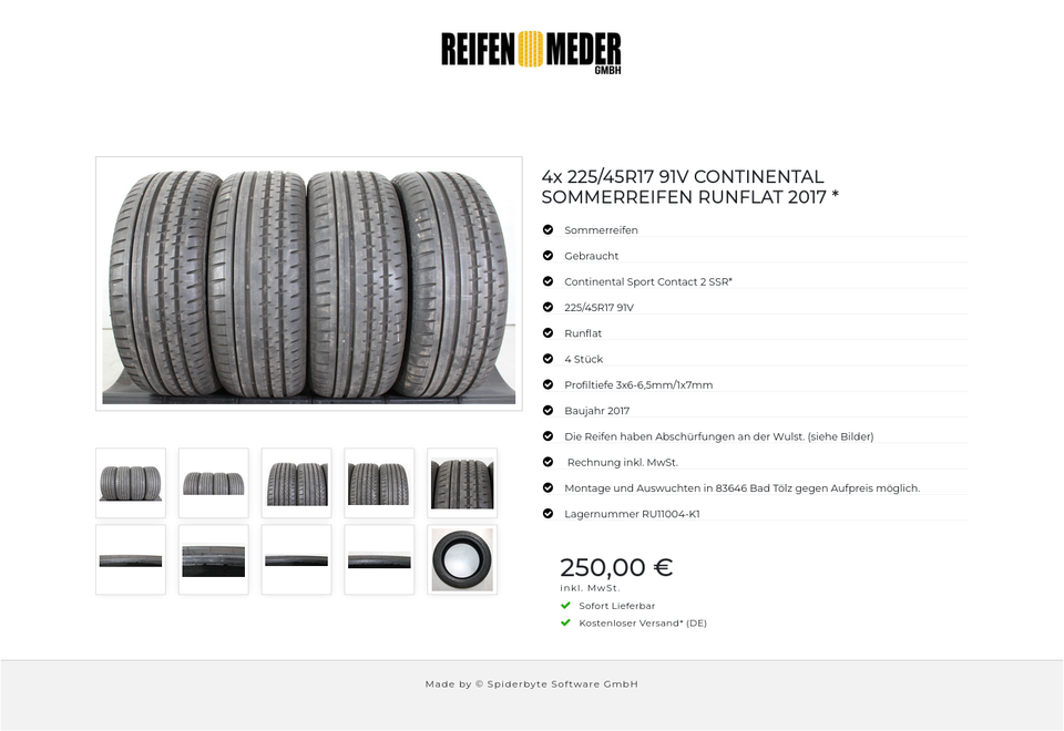 4x 225/45R17 91V CONTINENTAL SOMMERREIFEN RUNFLAT 2017 * #1TTS – Bild 11