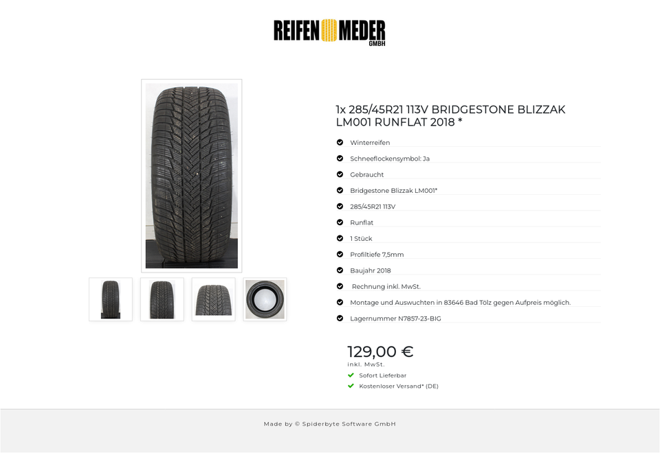 1x 285/45R21 113V BRIDGESTONE BLIZZAK LM001 RUNFLAT 2018 * #1EGM – Bild 5