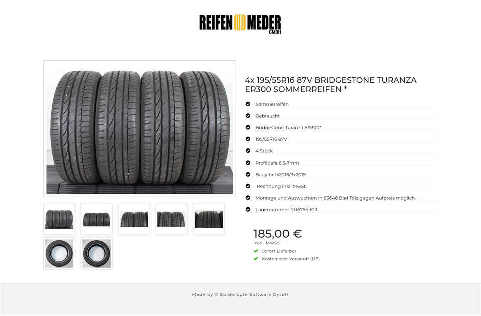 4x 195/55R16 87V BRIDGESTONE TURANZA ER300 SOMMERREIFEN * #1AQC – Bild 8