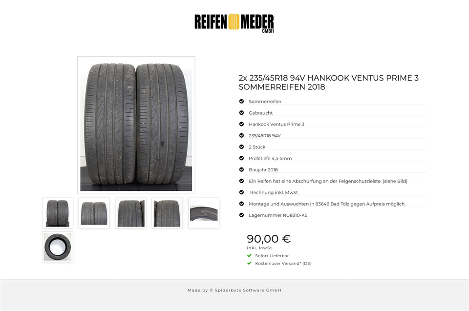 2x 235/45R18 94V HANKOOK VENTUS PRIME 3 SOMMERREIFEN 2018 #1GXC – Bild 7