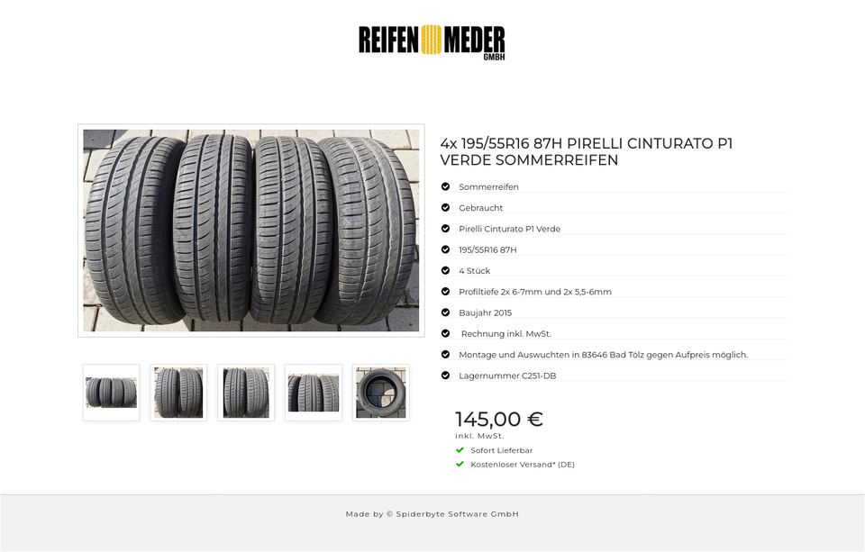 4x 195/55R16 87H PIRELLI CINTURATO P1 VERDE SOMMERREIFEN #2484 – Bild 6