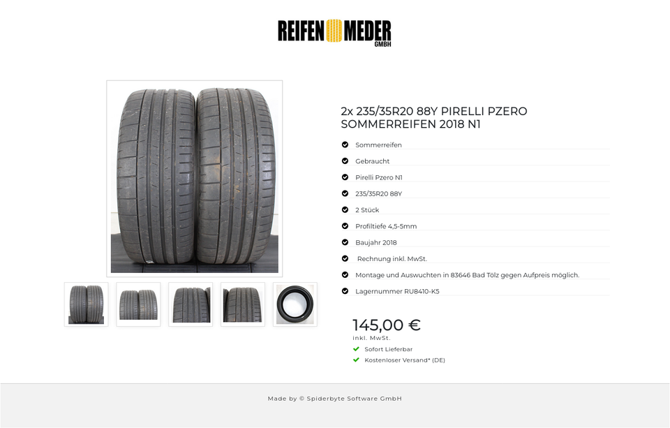 2x 235/35R20 88Y PIRELLI PZERO SOMMERREIFEN 2018 N1 #1H7L – Bild 6