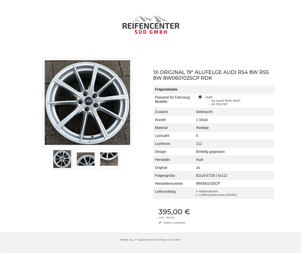 1X ORIGINAL 19" ALUFELGE AUDI RS4 8W RS5 8W 8W0601025CP RDK #1YXA – Bild 4