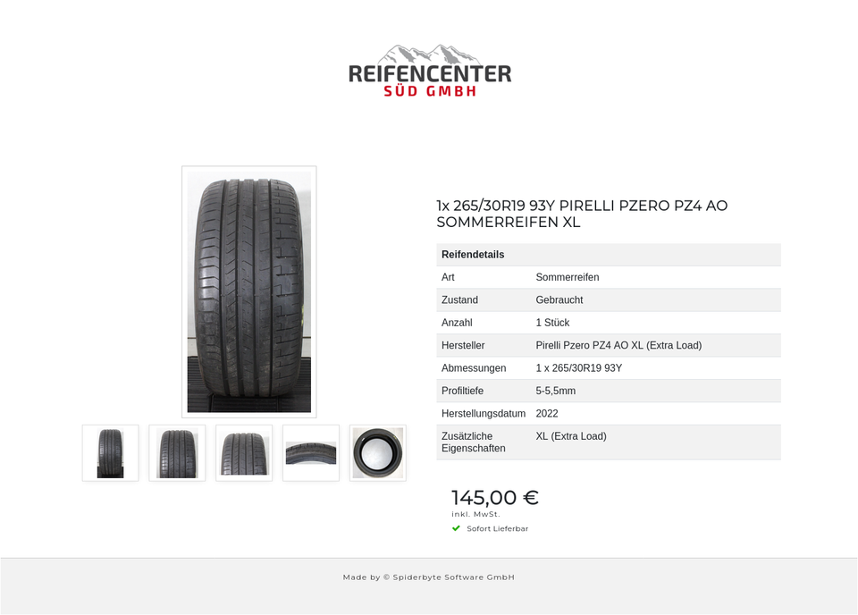 1x 265/30R19 93Y PIRELLI PZERO PZ4 AO SOMMERREIFEN XL #215A – Bild 6