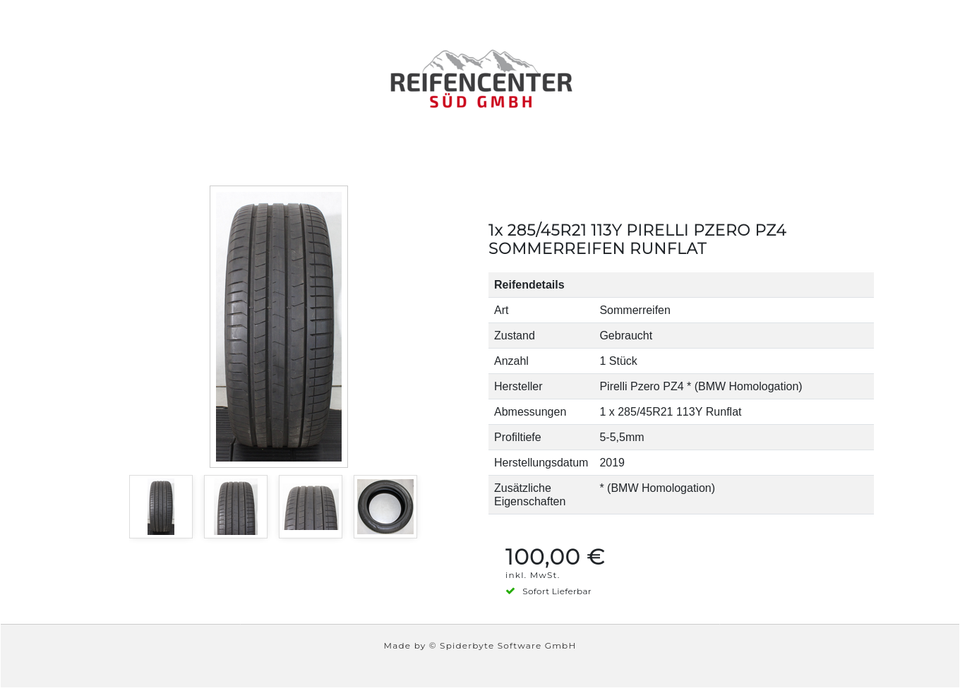 1x 285/45R21 113Y PIRELLI PZERO PZ4 SOMMERREIFEN RUNFLAT #1Y7W – Bild 5