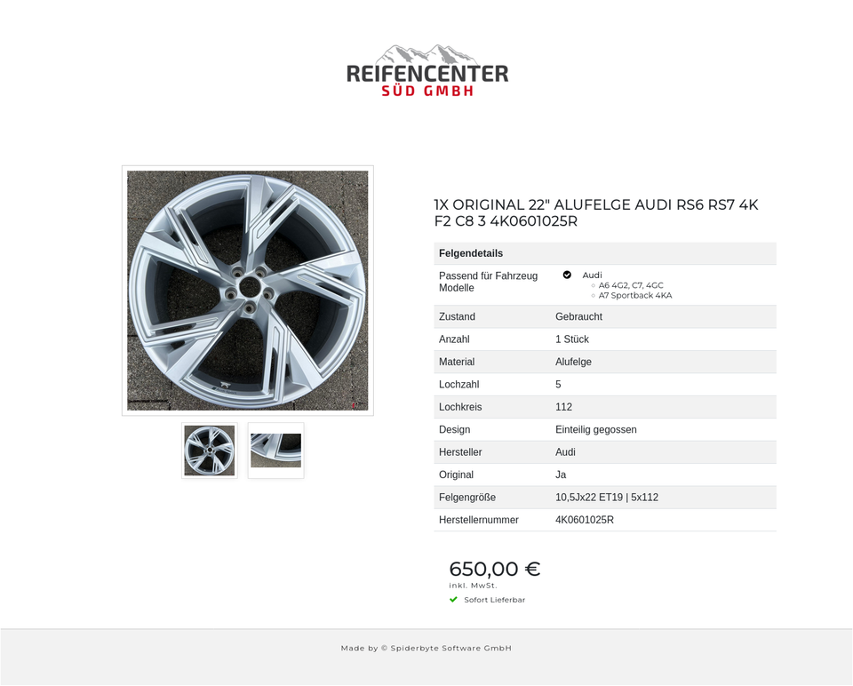 1X ORIGINAL 22" ALUFELGE AUDI RS6 RS7 4K F2 C8 3 4K0601025R #1YFE – Bild 3