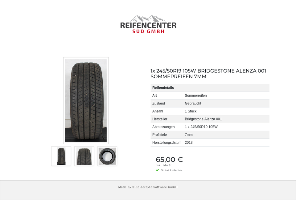 1x 245/50R19 105W BRIDGESTONE ALENZA 001 SOMMERREIFEN 7MM #1ADR – Bild 4