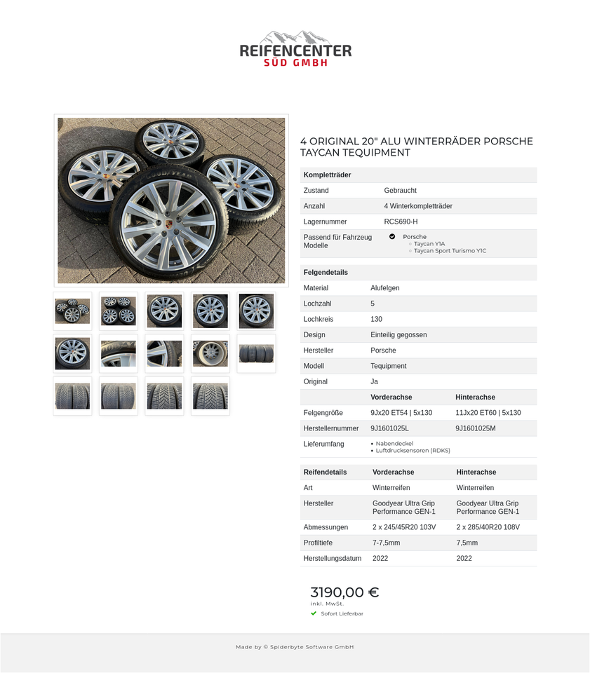 4 ORIGINAL 20" ALU WINTERRÄDER PORSCHE TAYCAN TEQUIPMENT #22ZA – Bild 15