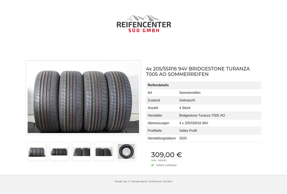 4x 205/55R16 94V BRIDGESTONE TURANZA T005 AO SOMMERREIFEN #25GL – Bild 6