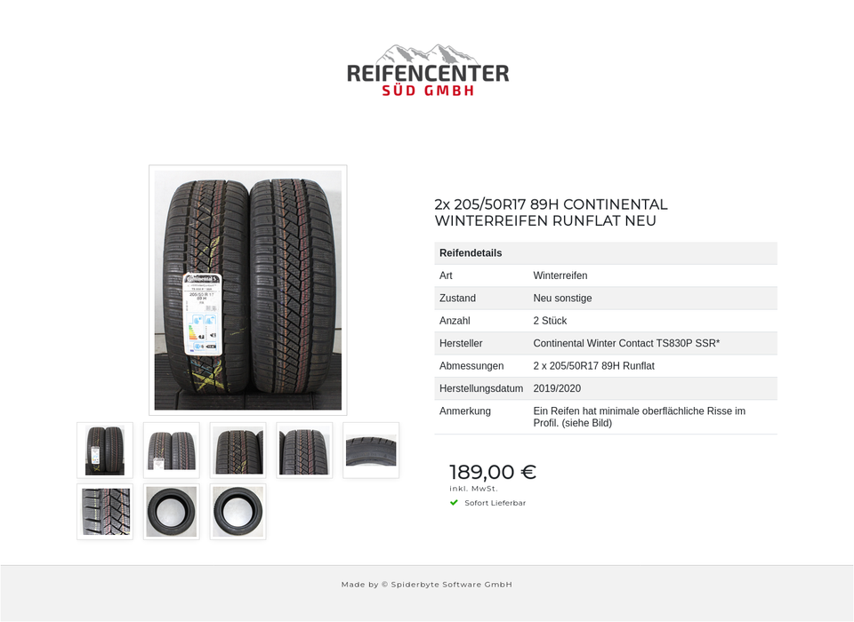 2x 205/50R17 89H CONTINENTAL WINTERREIFEN RUNFLAT NEU #26DT – Bild 8