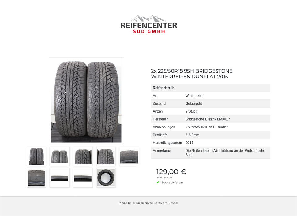 2x 225/50R18 95H BRIDGESTONE WINTERREIFEN RUNFLAT 2015 #227K – Bild 10