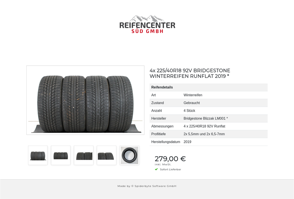 4x 225/40R18 92V BRIDGESTONE WINTERREIFEN RUNFLAT 2019 * #1C2W – Bild 6